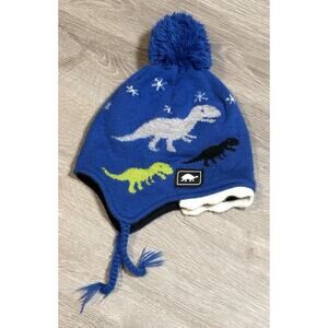 Turtle Fur Kids Blue Chomp Chomp Dinosaur Beanie Toddler (1-3) Hat Knit
